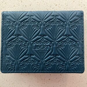 Liberty London Ianthe Dark Green embossed travel card holder wallet NWT